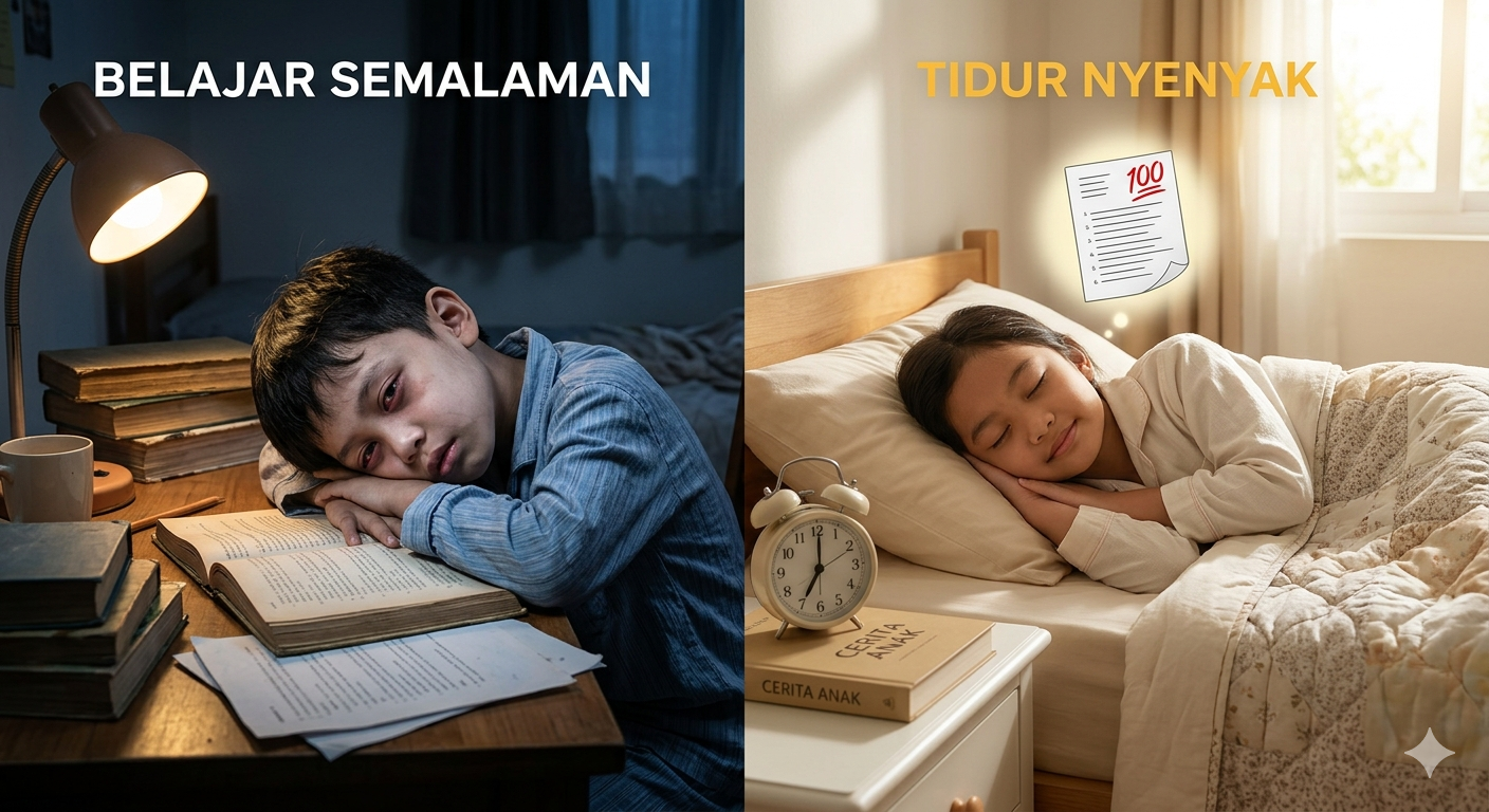 Jangan Korbankan Tidur Anak Demi Belajar Semalam! Ini Bukti Ilmiah Istirahat Cukup Justru Tingkatkan Nilai Ujian SD