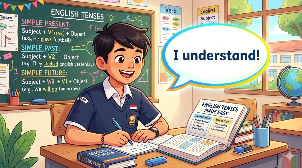 Rahasia Jago Tenses dan Reading untuk Nilai Bahasa Inggris SMP Sempurna (Plus Latihan Soal)