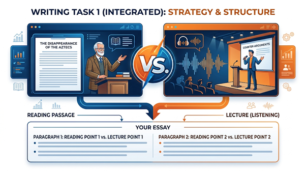 TOEFL iBT Integrated Writing: Cara Menulis 2 Paragraf yang Berlawanan (Bacaan vs Perkuliahan) dengan Efektif